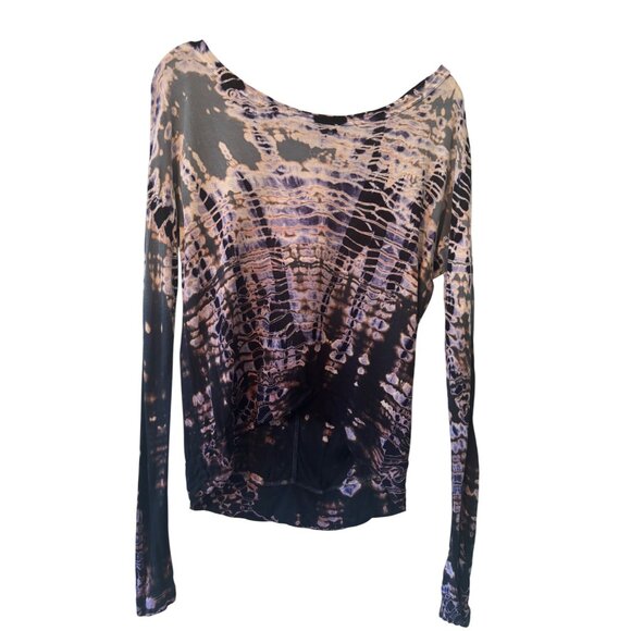Hard Tail Forever XS Tie-Dye Long Sleeve Rayon & Linen Open Back Top Made In USA - Picture 9 of 11